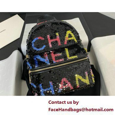 Chanel Sequins & Silver-Tone Metal Mini Backpack Bag AS4662 Black, Yellow, Pink & Blue 2025